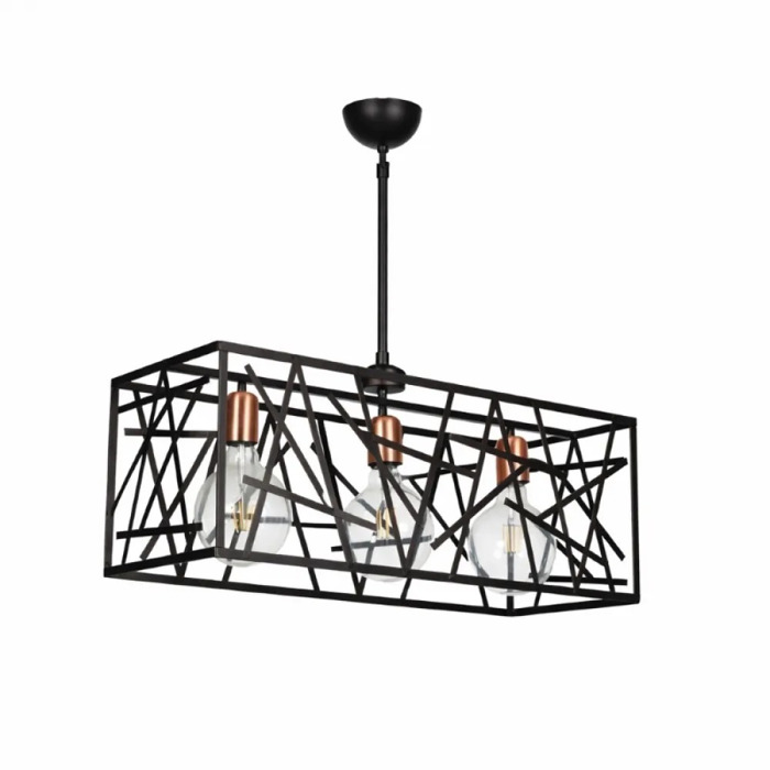 NG Lighting Kremasto Fotistiko Rag Xeiropoiito Metalliko Skouria Trifoto E27 70x70cm 2027080